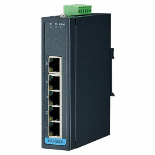 Advantech EKI 2525 5 Port Unmanaged Ethernet Switch, LAN Capable, Black